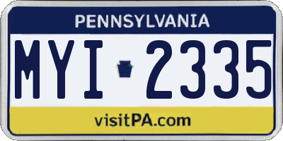 PA license plate MYI2335