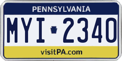 PA license plate MYI2340