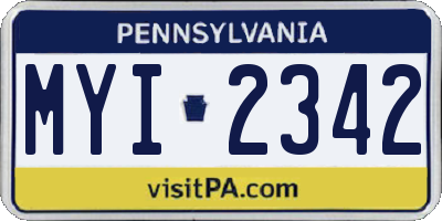 PA license plate MYI2342