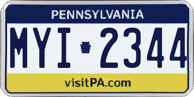 PA license plate MYI2344