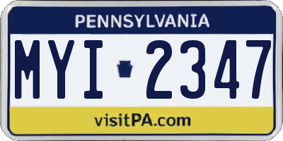 PA license plate MYI2347