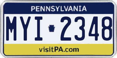 PA license plate MYI2348