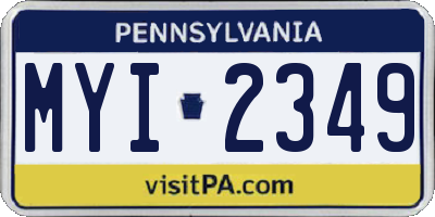 PA license plate MYI2349