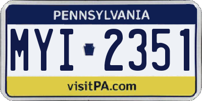 PA license plate MYI2351