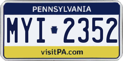 PA license plate MYI2352