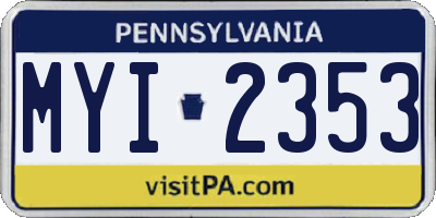 PA license plate MYI2353