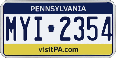 PA license plate MYI2354