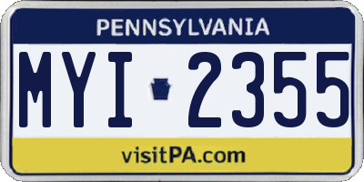 PA license plate MYI2355