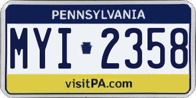 PA license plate MYI2358