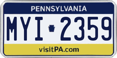 PA license plate MYI2359