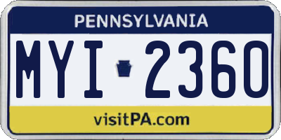 PA license plate MYI2360
