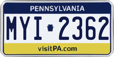 PA license plate MYI2362