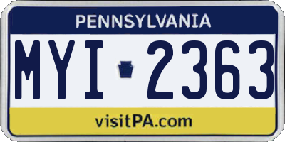 PA license plate MYI2363