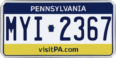 PA license plate MYI2367