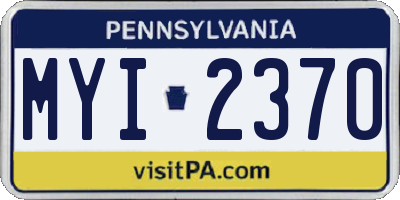 PA license plate MYI2370