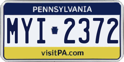 PA license plate MYI2372