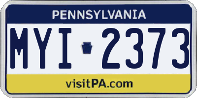 PA license plate MYI2373