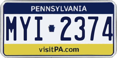 PA license plate MYI2374