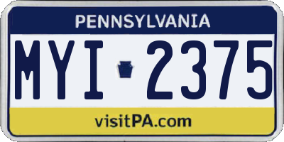 PA license plate MYI2375