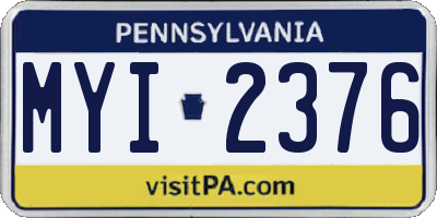 PA license plate MYI2376