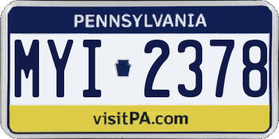 PA license plate MYI2378
