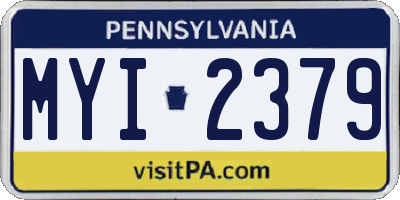 PA license plate MYI2379