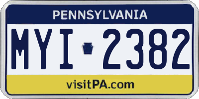 PA license plate MYI2382