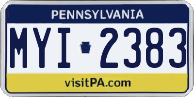 PA license plate MYI2383