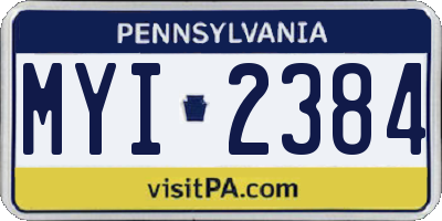 PA license plate MYI2384