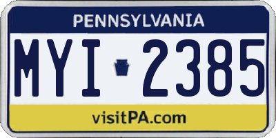 PA license plate MYI2385