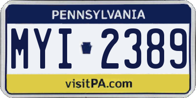 PA license plate MYI2389