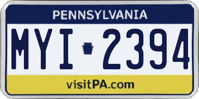 PA license plate MYI2394