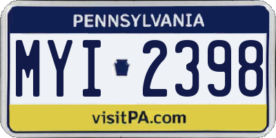 PA license plate MYI2398