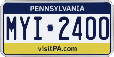 PA license plate MYI2400