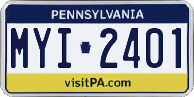 PA license plate MYI2401