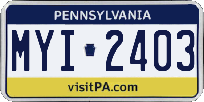 PA license plate MYI2403