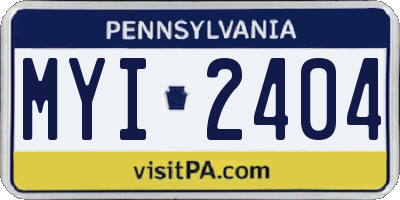 PA license plate MYI2404