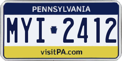 PA license plate MYI2412