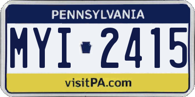 PA license plate MYI2415