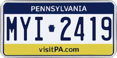 PA license plate MYI2419
