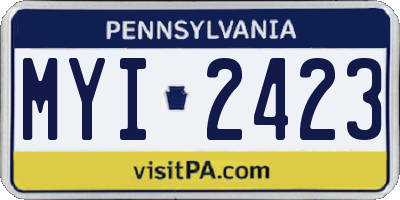 PA license plate MYI2423
