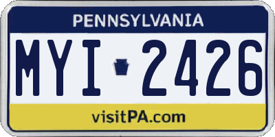 PA license plate MYI2426