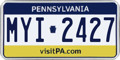 PA license plate MYI2427