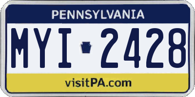 PA license plate MYI2428