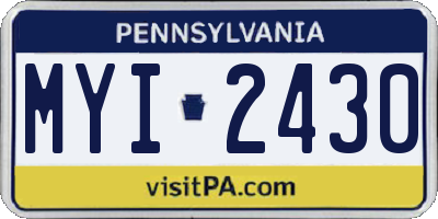 PA license plate MYI2430