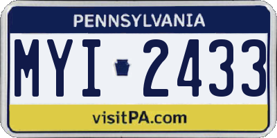 PA license plate MYI2433