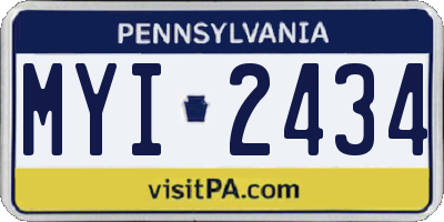 PA license plate MYI2434