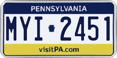 PA license plate MYI2451