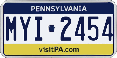 PA license plate MYI2454