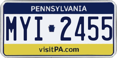PA license plate MYI2455